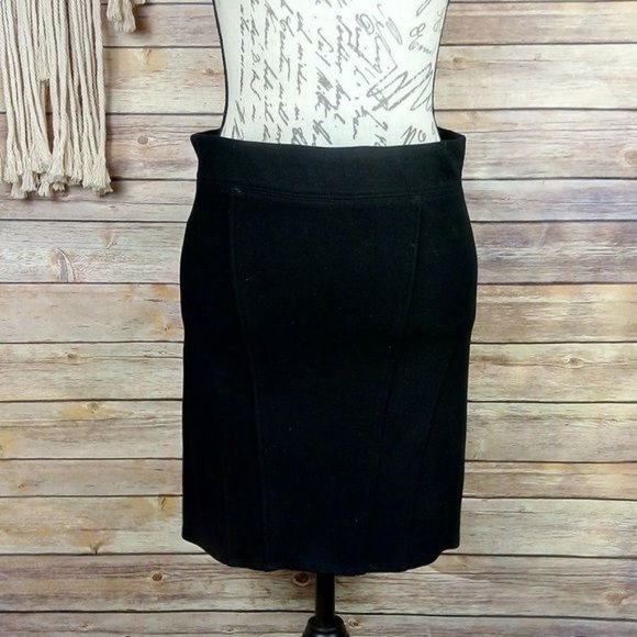 Helmut Lang | ‘Gala’ Classic Black Jersey Knit Stretch Bodycon Pencil Midi Skirt - Picture 2 of 8